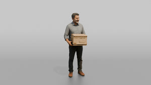 Man Customer Holding A Boxed Item - 3D character model