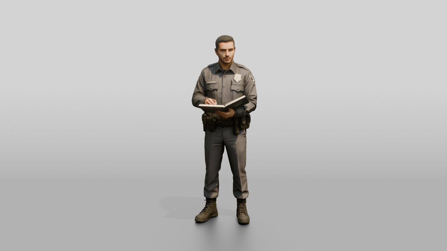Middle Eastern Male Guard in a Grey Guard Uniform