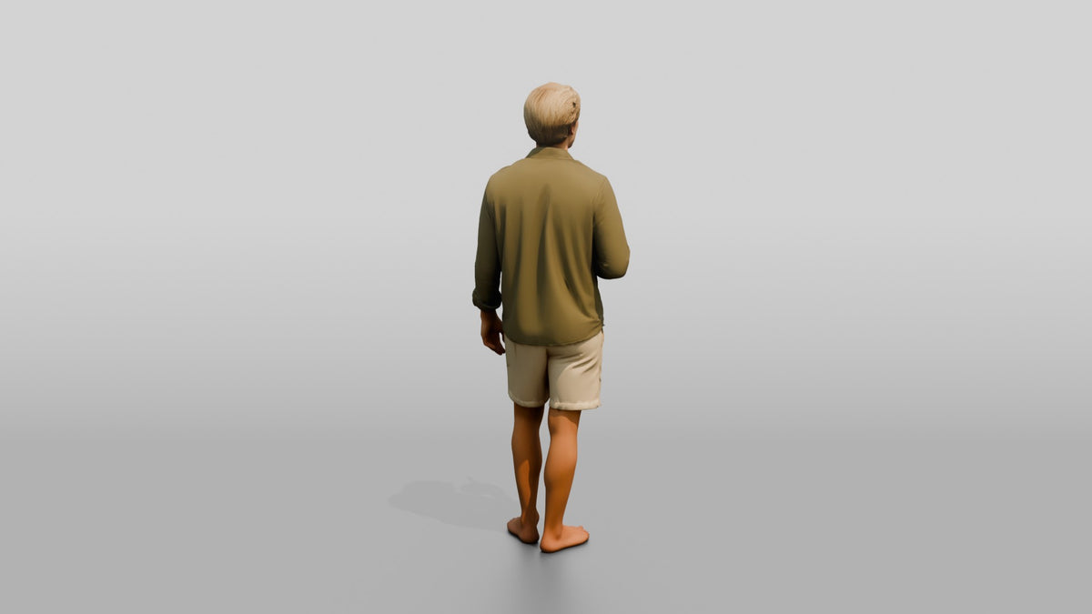 Man with a Drink in Beach Linen - 3D character model, view 3