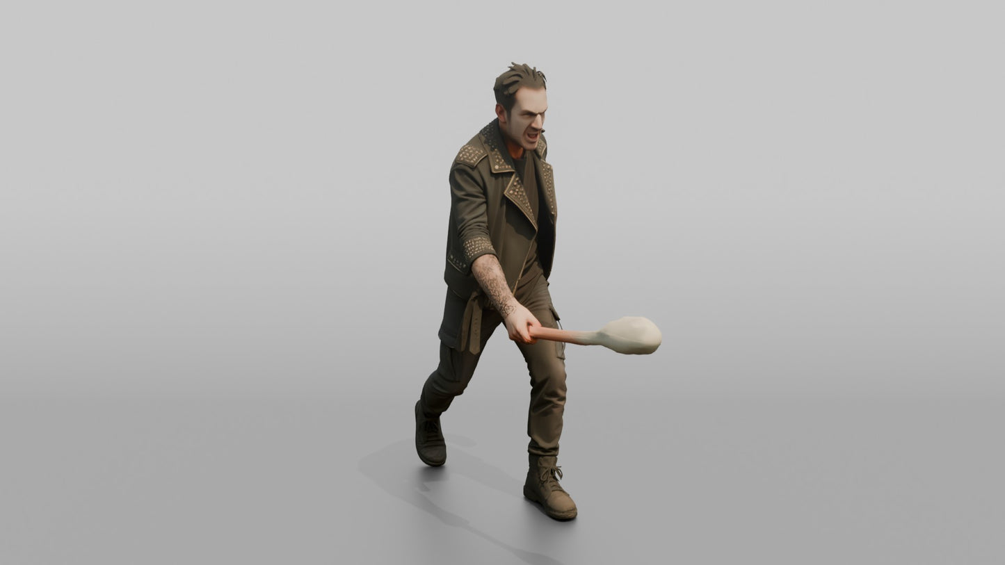 Protester Man Swinging a Padded Bat