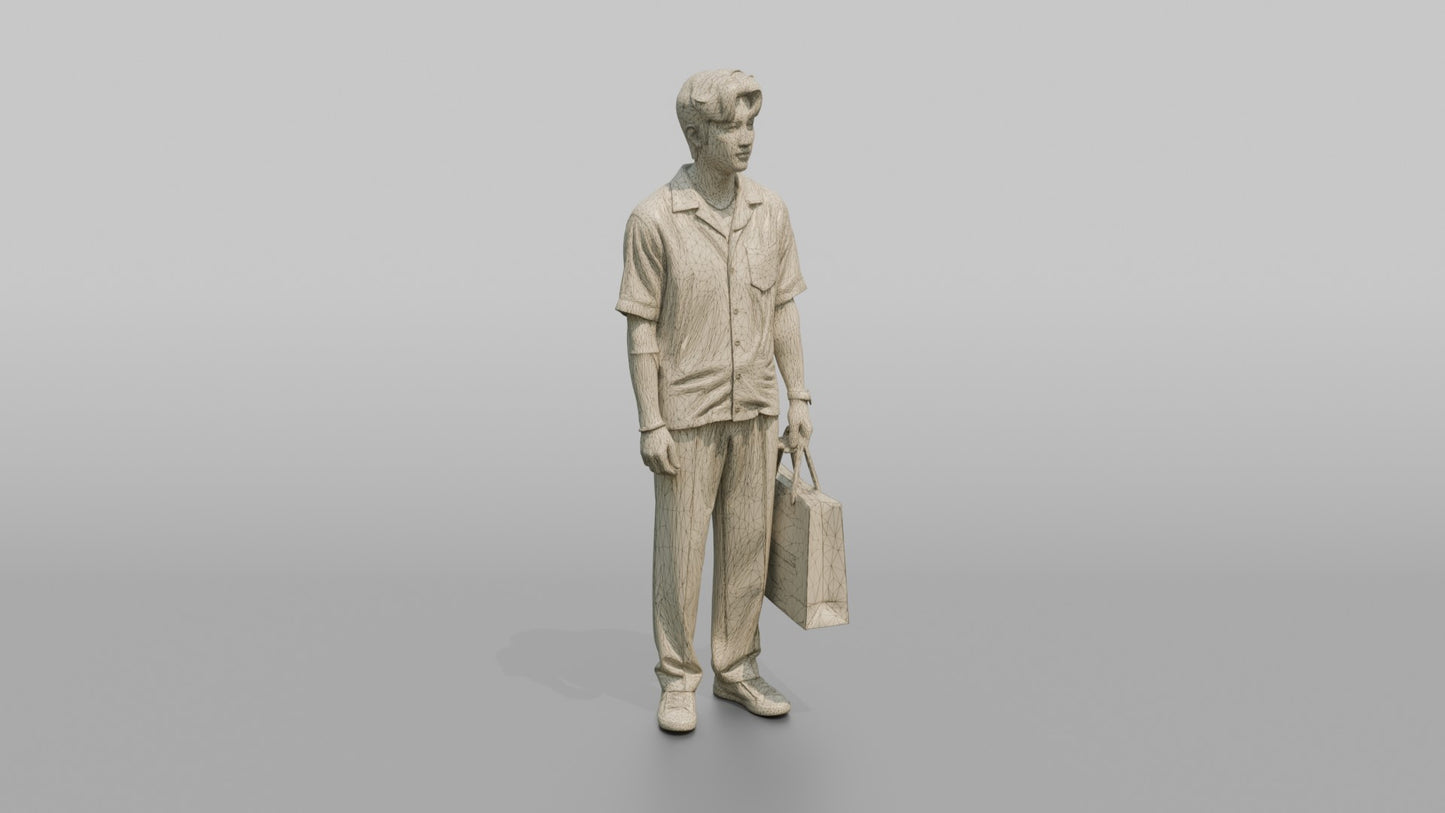 Vacationer Wearing Relaxed Camp Collar Shirt And Trousers