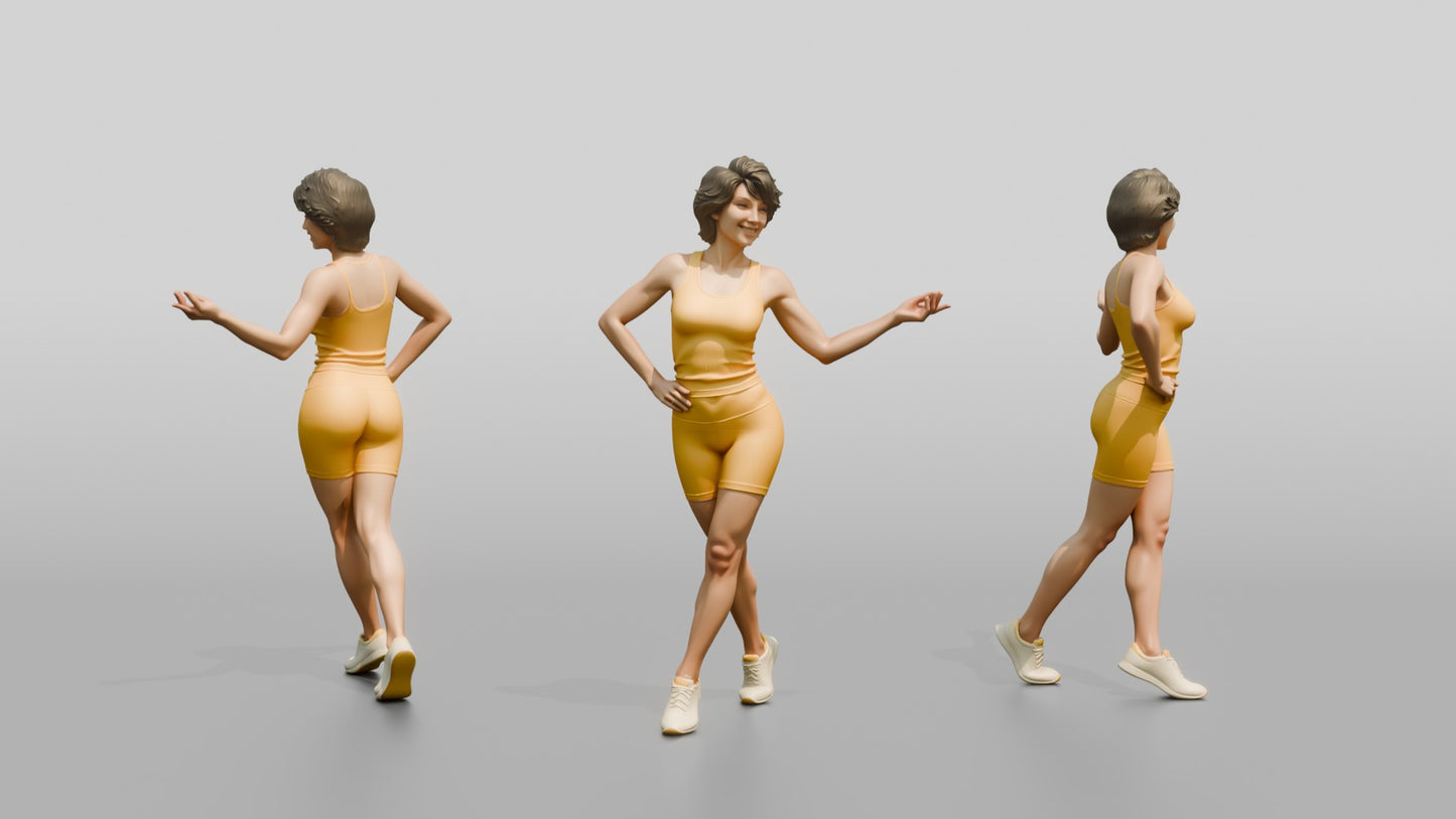 Woman in Yellow Activewear in a Playful Pose