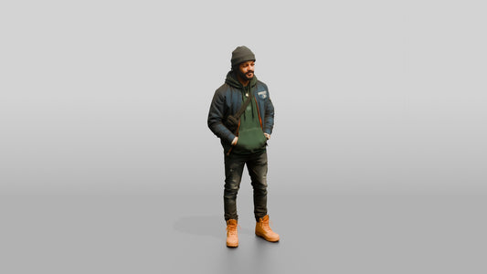 African-American Man in Bomber Jacket and Timberlands - 3D character model, view 1