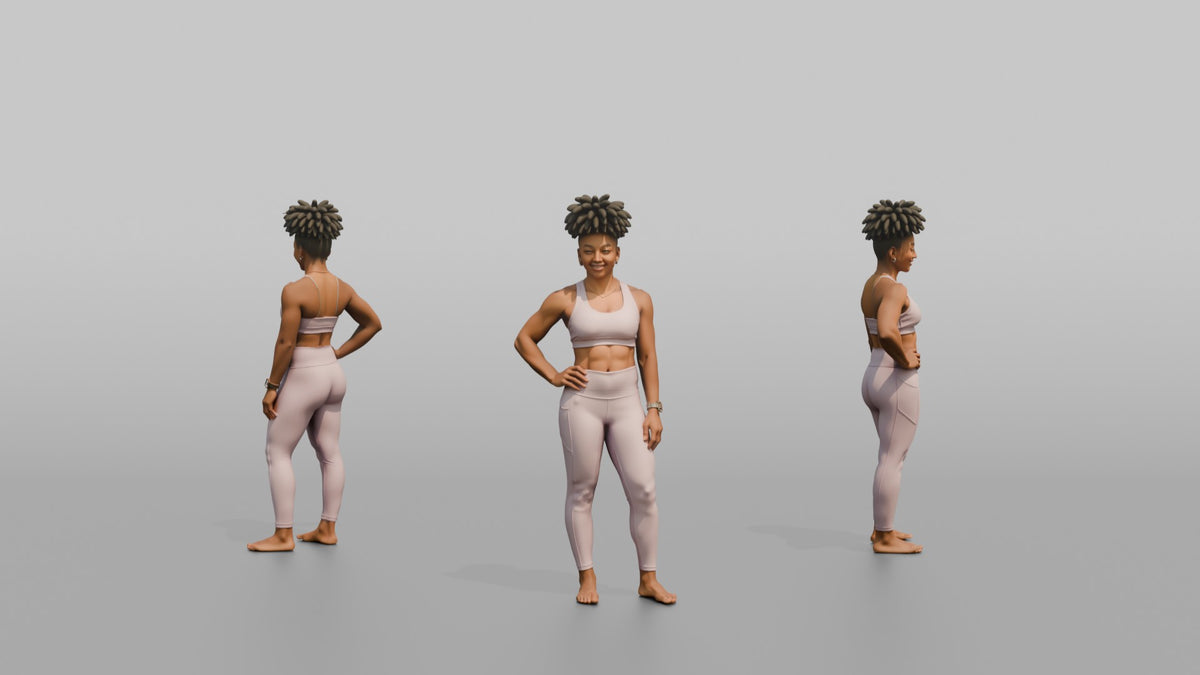 Fitness Influencer Woman Standing Confidently With One Hand On Hip - 3D character model, view 1