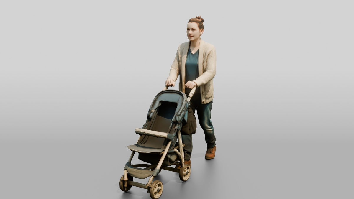Caucasian Female Walking - 3D character model, view 5