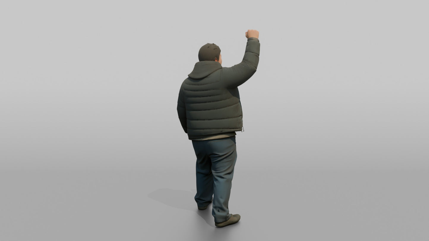 Protester Man Raising a Fist in Celebration