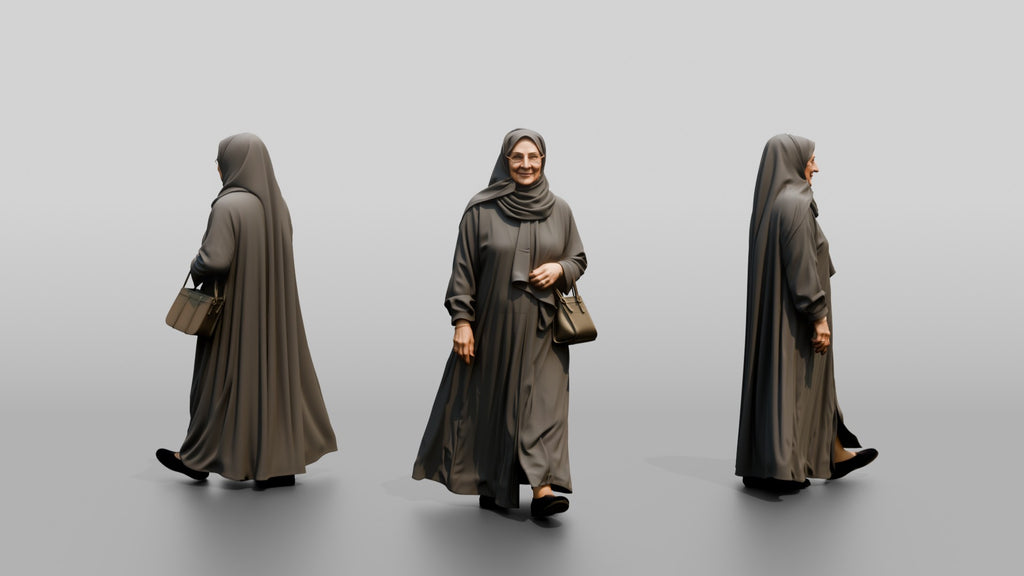 Elegant Elderly Saudi Woman in Abaya and Hijab