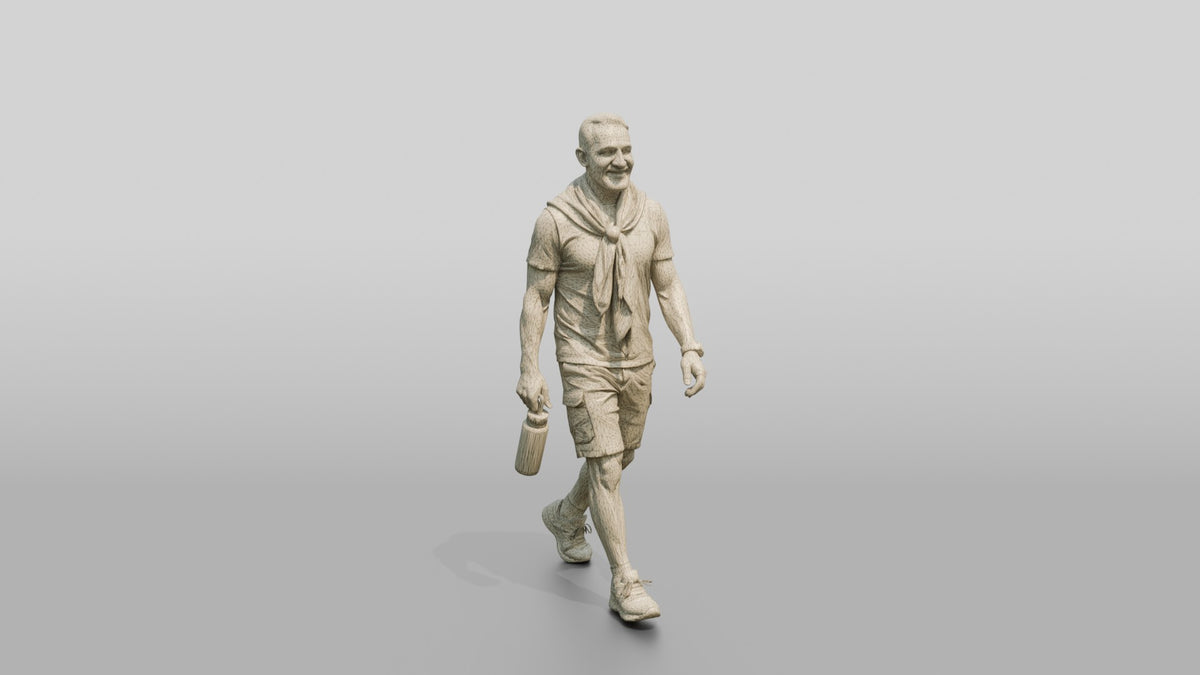 Athletic Middle-Aged Jordanian Man in Keffiyeh - wireframe topology preview