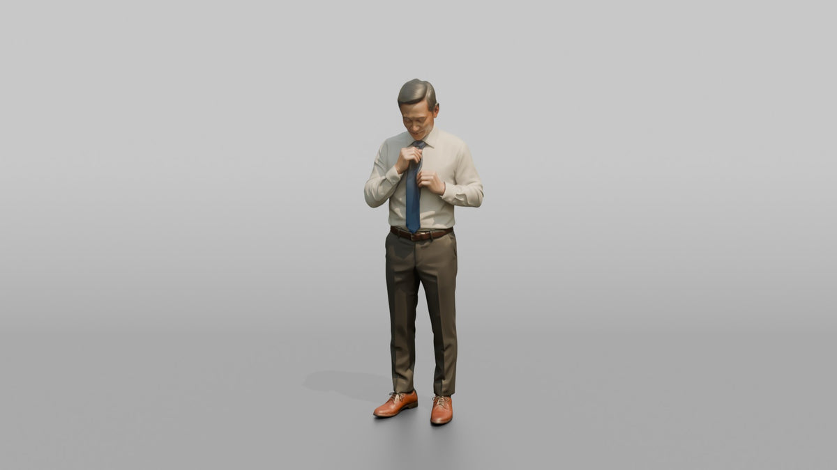 Father Adjusting His Necktie With Both Hands - 3D character model, view 4