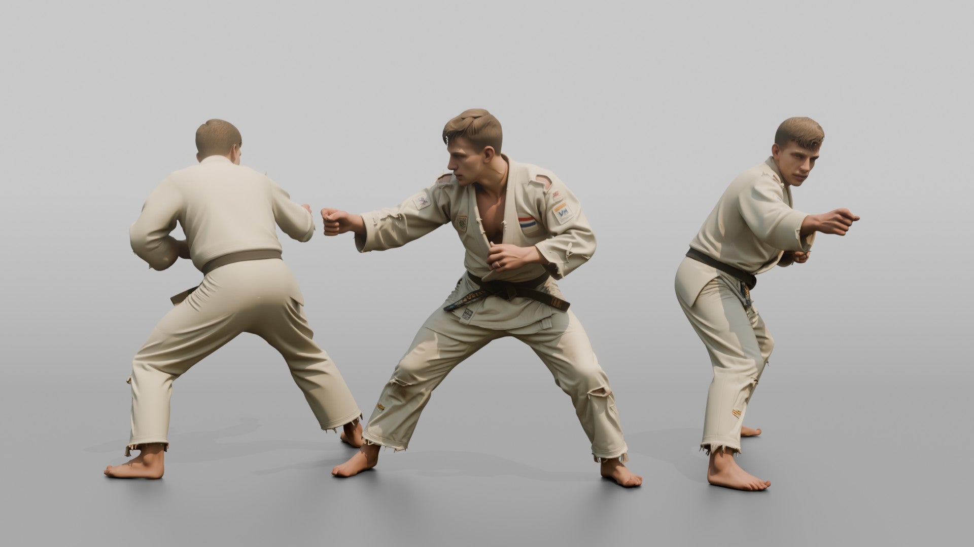Judo Practitioner Tense Clinch Control Stance