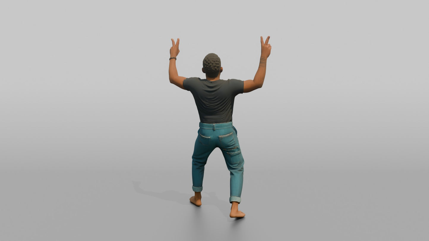 Protester Man Making Peace Signs