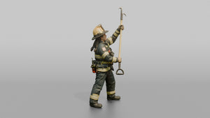 Firefighter Woman Lifting a Long Fiberglass Pike Pole - 3D character model, view 1