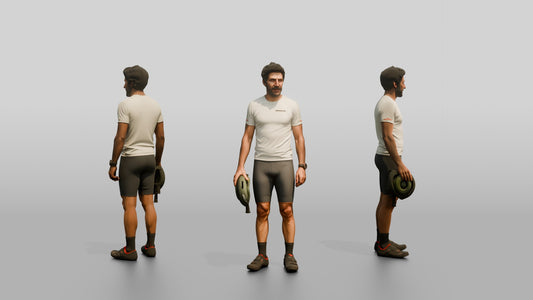 Tall Muscular Italian Man Holding a Bicycle Helmet