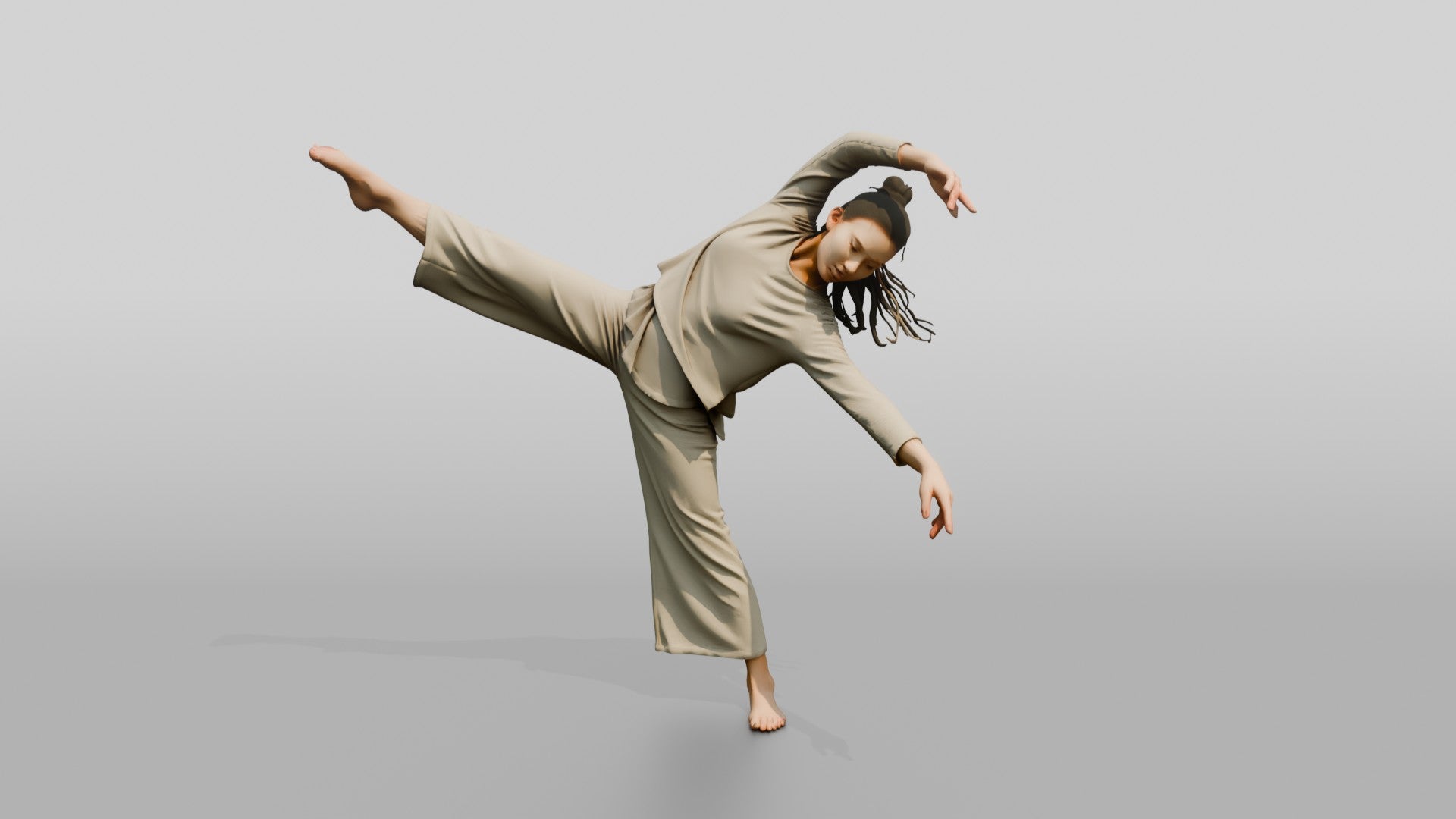 Chinese Woman Dancer in Dynamic Pose