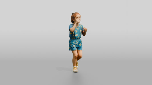 Slender Portuguese Girl Blowing Bubbles - 3D character model, view 1