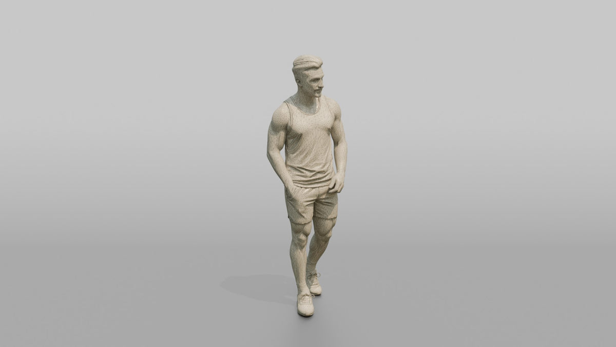Fitness Influencer Man Standing Casually With A Slight Forward Lean - wireframe topology preview