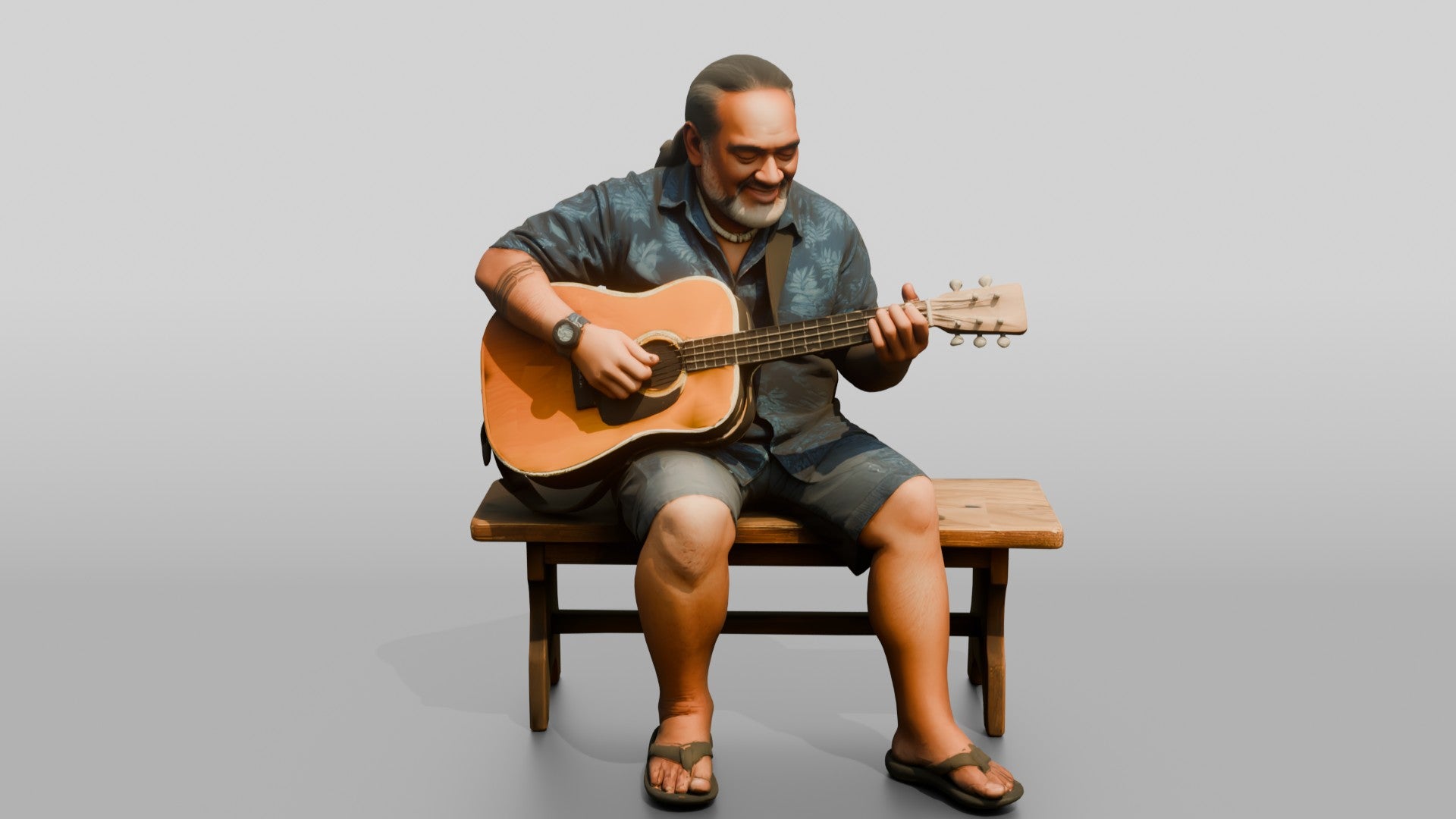 Slack-Key Guitarist Strumming Acoustic Guitar