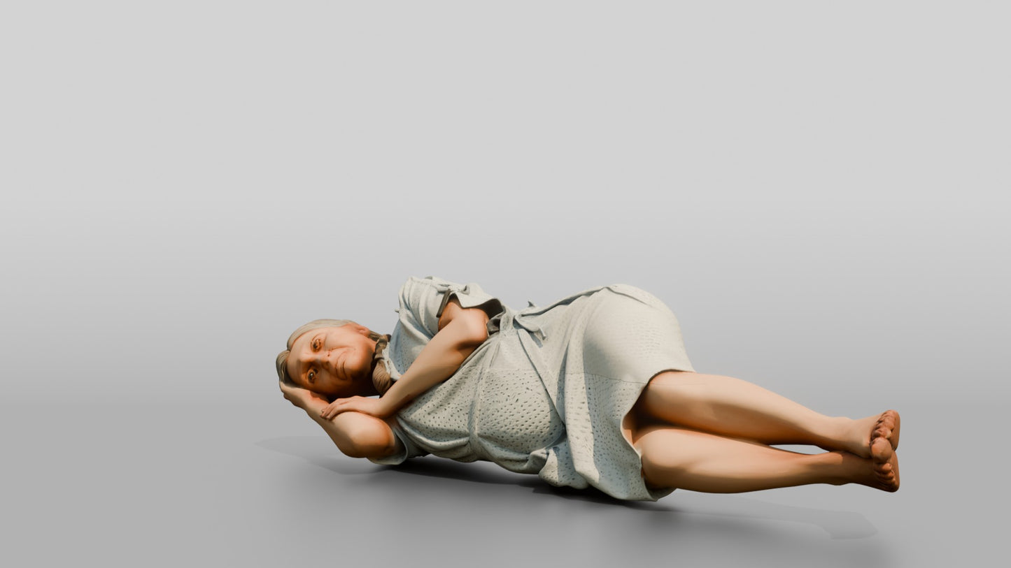 Elderly Woman Patient Resting on the Floor