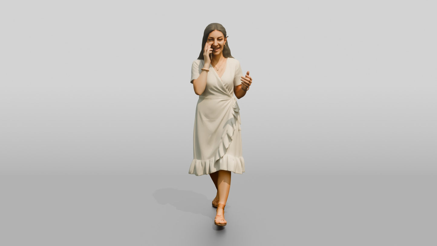 Slender Cypriot Woman Talking Animatedly on Her Phone