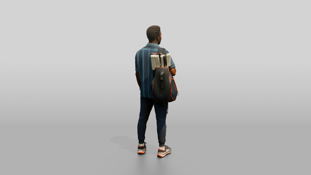 Athletic African Man Carrying a Tennis Racket Bag