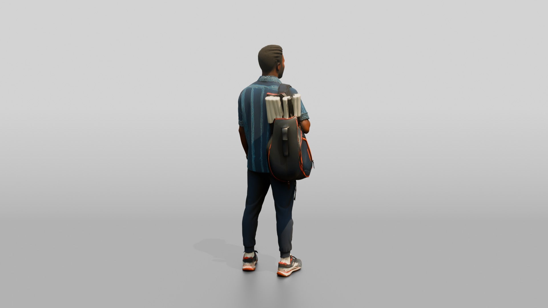 Athletic African Man Carrying a Tennis Racket Bag