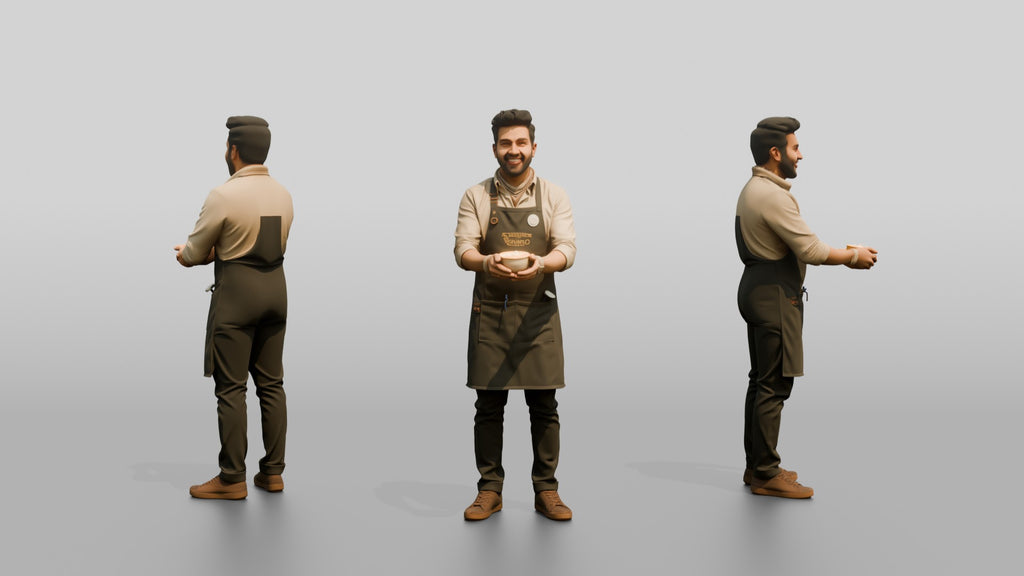 South Asian Barista Proudly Holding Coffee Cup