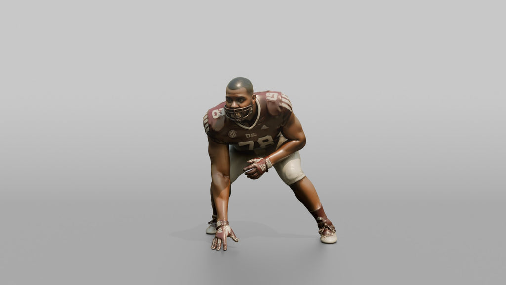 Offensive Lineman in a Three-Point Stance