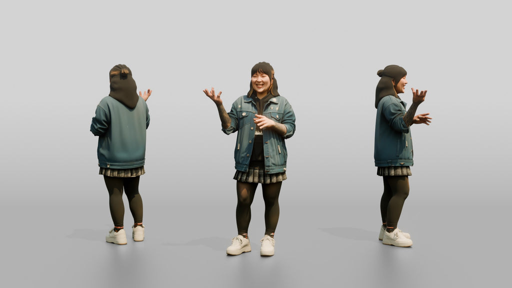 Asian Woman Laughing with Tattoo Sleeve