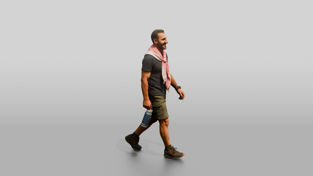Athletic Middle-Aged Jordanian Man in Keffiyeh