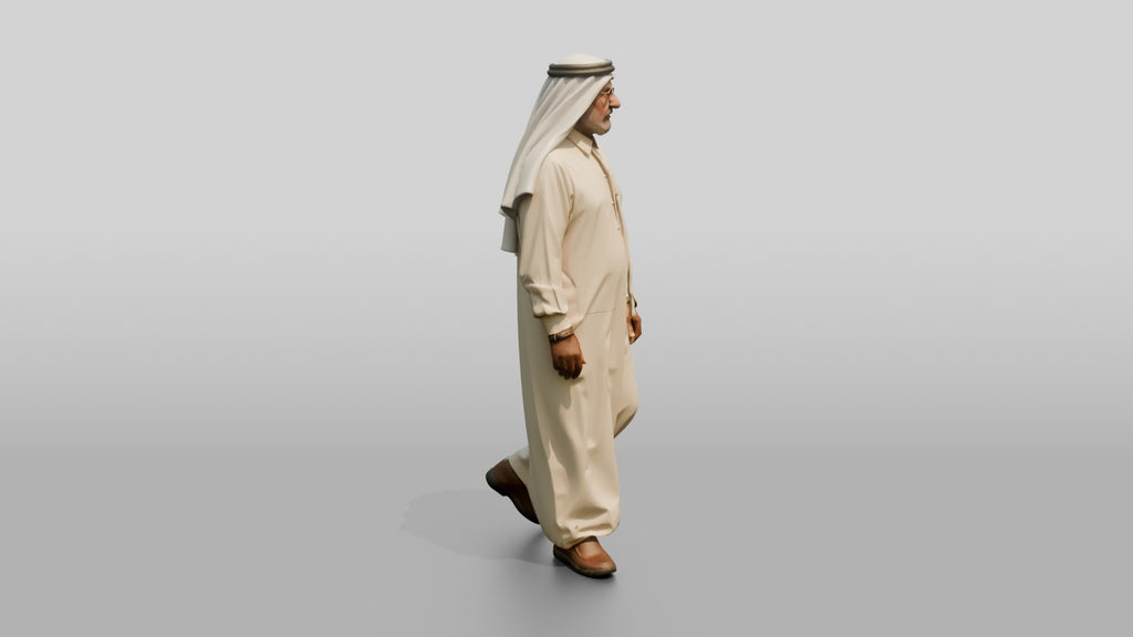 Elderly Stocky Emirati Man in Kandura and Ghutra
