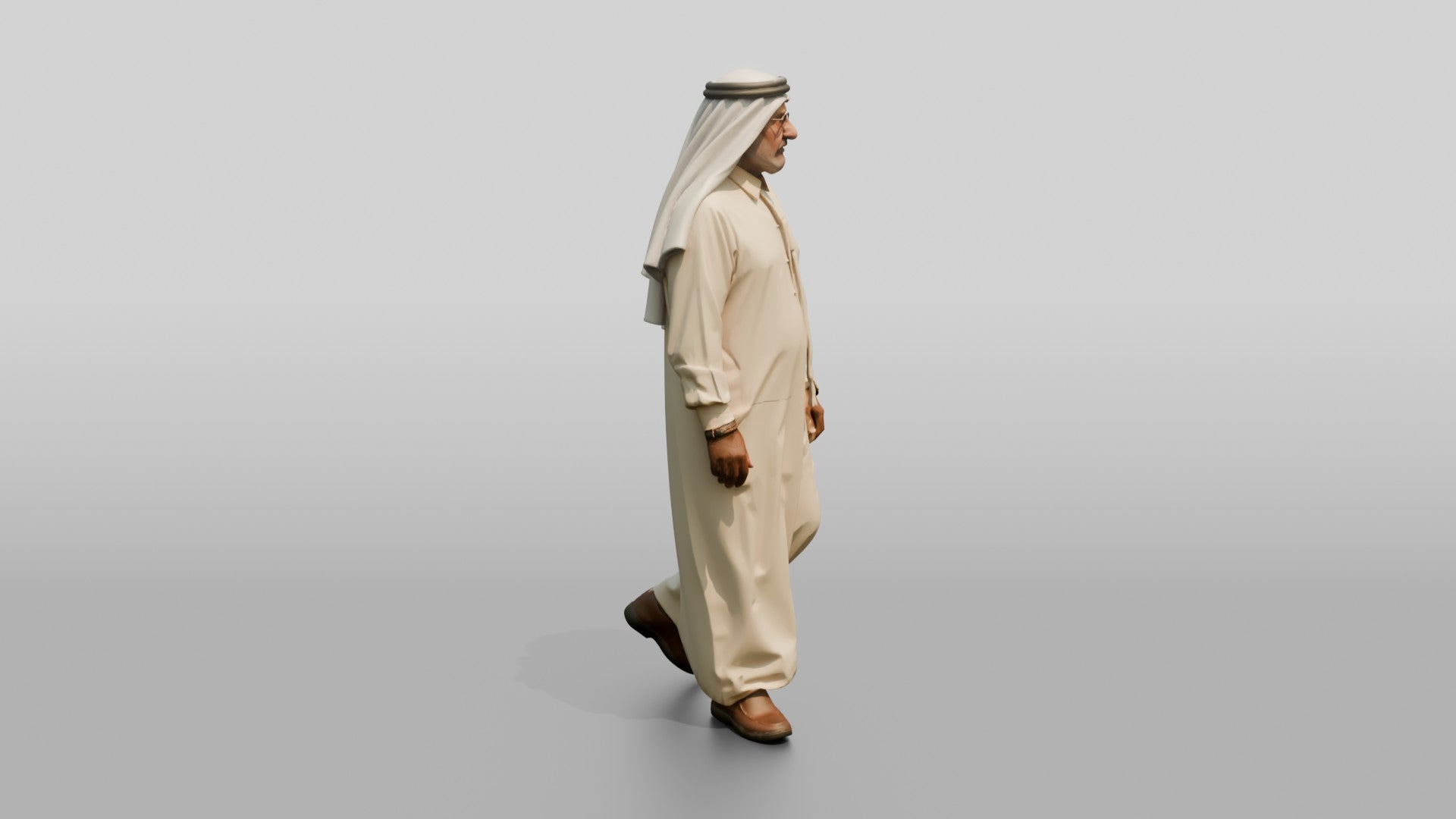 Elderly Stocky Emirati Man in Kandura and Ghutra