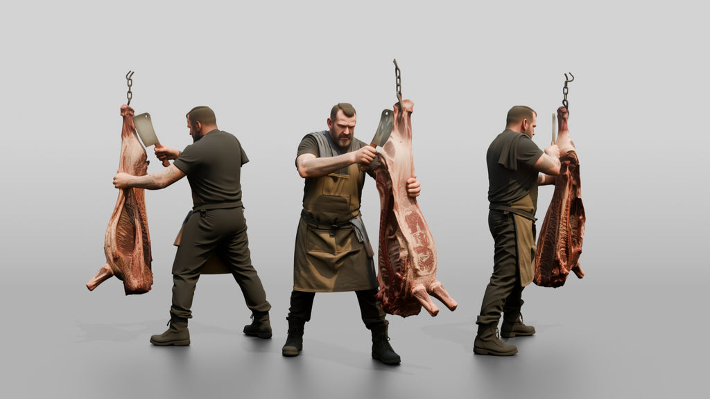 Butcher Chef Cleaving Beef