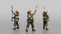 Firefighter Woman Lifting a Long Fiberglass Pike Pole