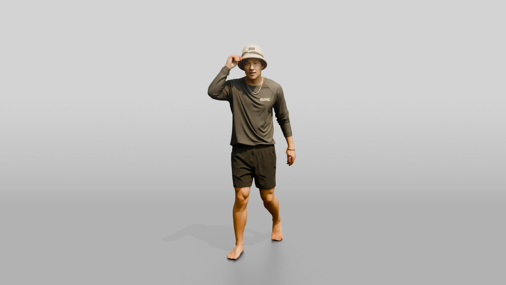 Man Adjusting Bucket Hat Brim