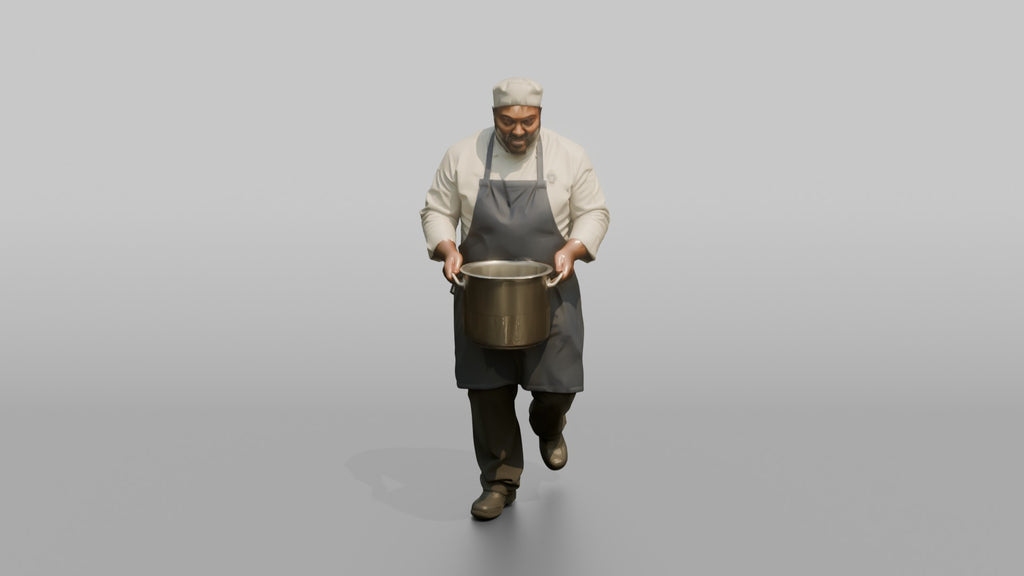 Ship's Chef Carrying a Steaming Pot Through the Galley