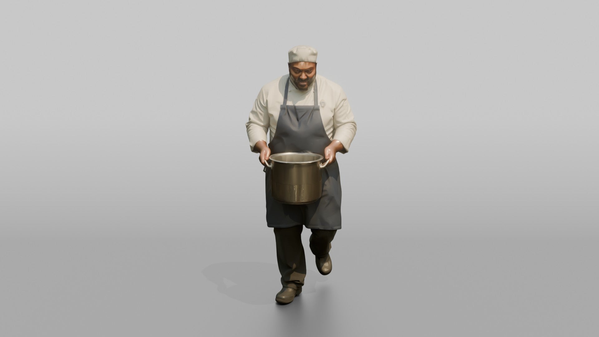 Ship's Chef Carrying a Steaming Pot Through the Galley