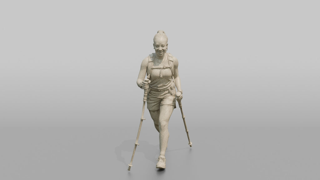Hiker Walking with Double Trekking Poles