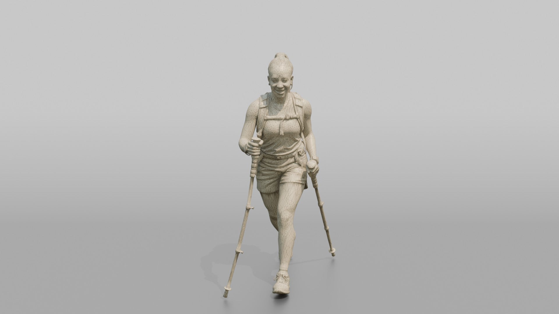 Hiker Walking with Double Trekking Poles