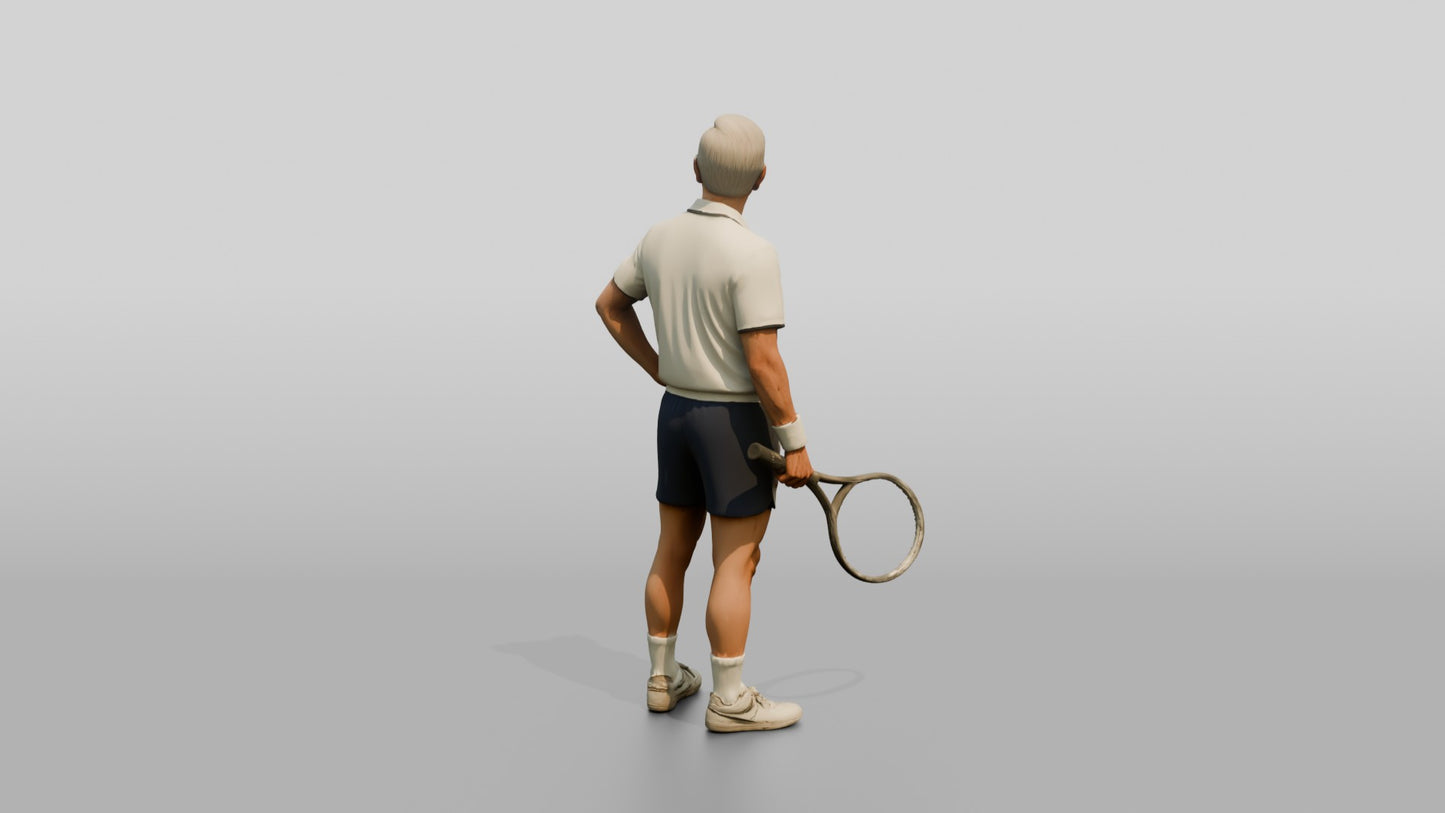 Senior Tennis Player Smiling Up at the Stands