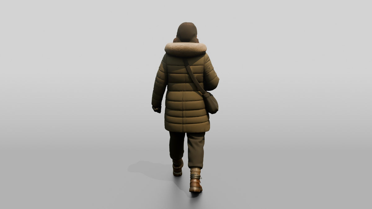 Central Asian Female Walking - 3D character model, view 3