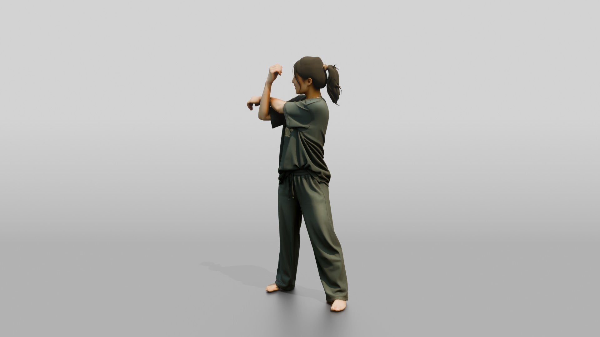 Woman Stretching Torso Twist