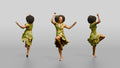 Woman Dancing in a Yellow Floral Dress