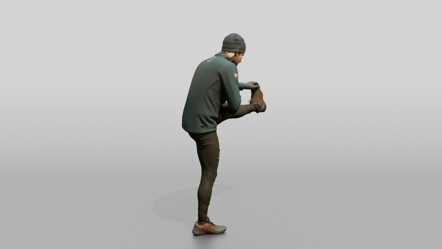 Norwegian Man Stretching Before a Run
