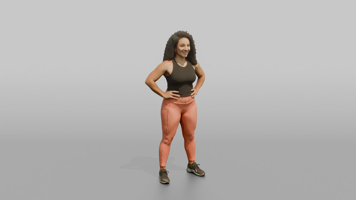 Physique Model Woman Standing With Hands On Hips, Chest Out, Confident Pose - 3D character model