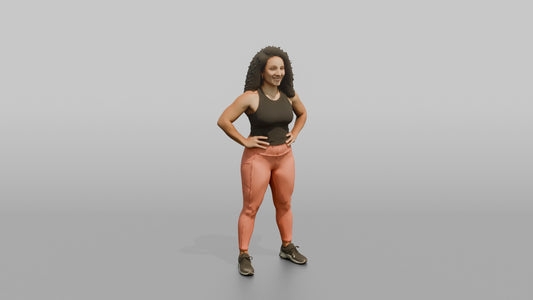 Physique Model Woman Standing With Hands On Hips, Chest Out, Confident Pose - 3D character model