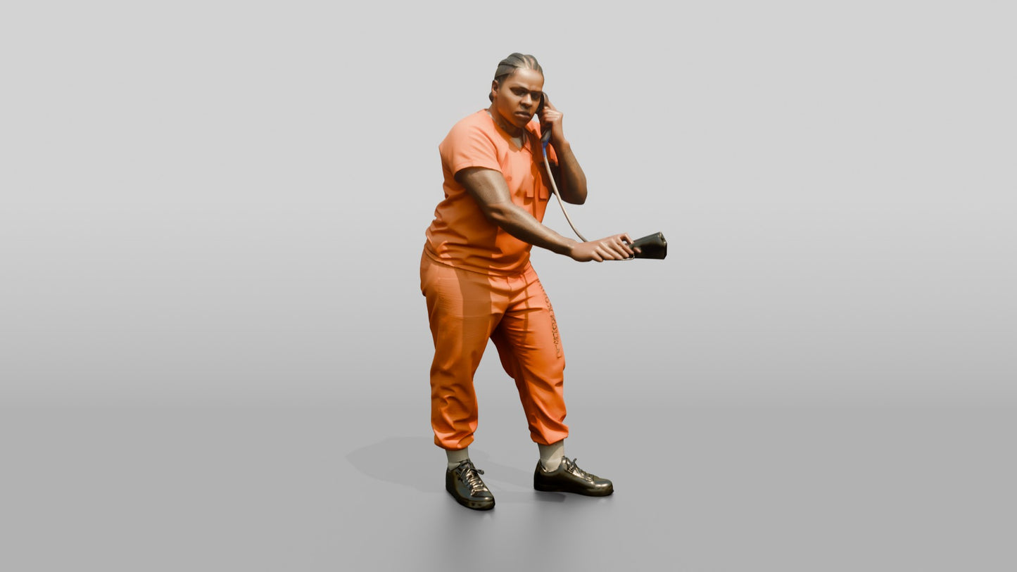 Black Female Prisoner in an Orange Jumpsuit