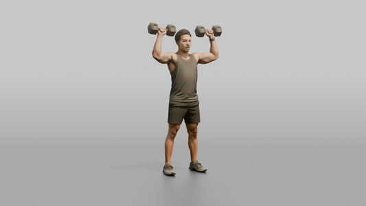 Weightlifter Man Doing A Dumbbell Shoulder Press - 3D character model