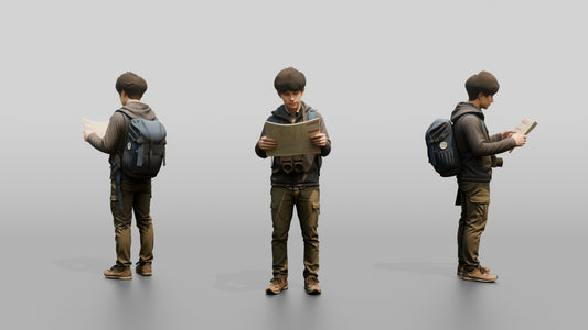 Man Looking at Temple Map