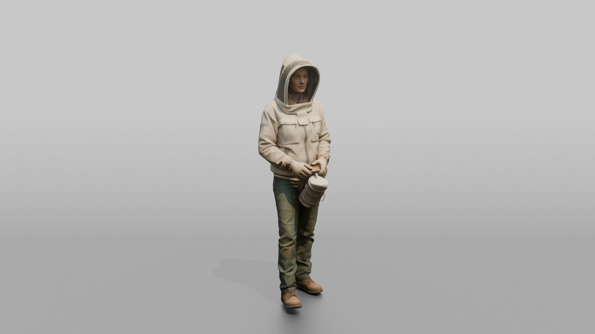 Farmer Holding Smoker Box Wearing Modern
