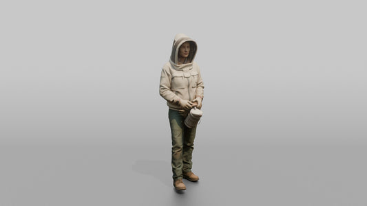 Farmer Holding Smoker Box Wearing Modern - 3D character model, view 1